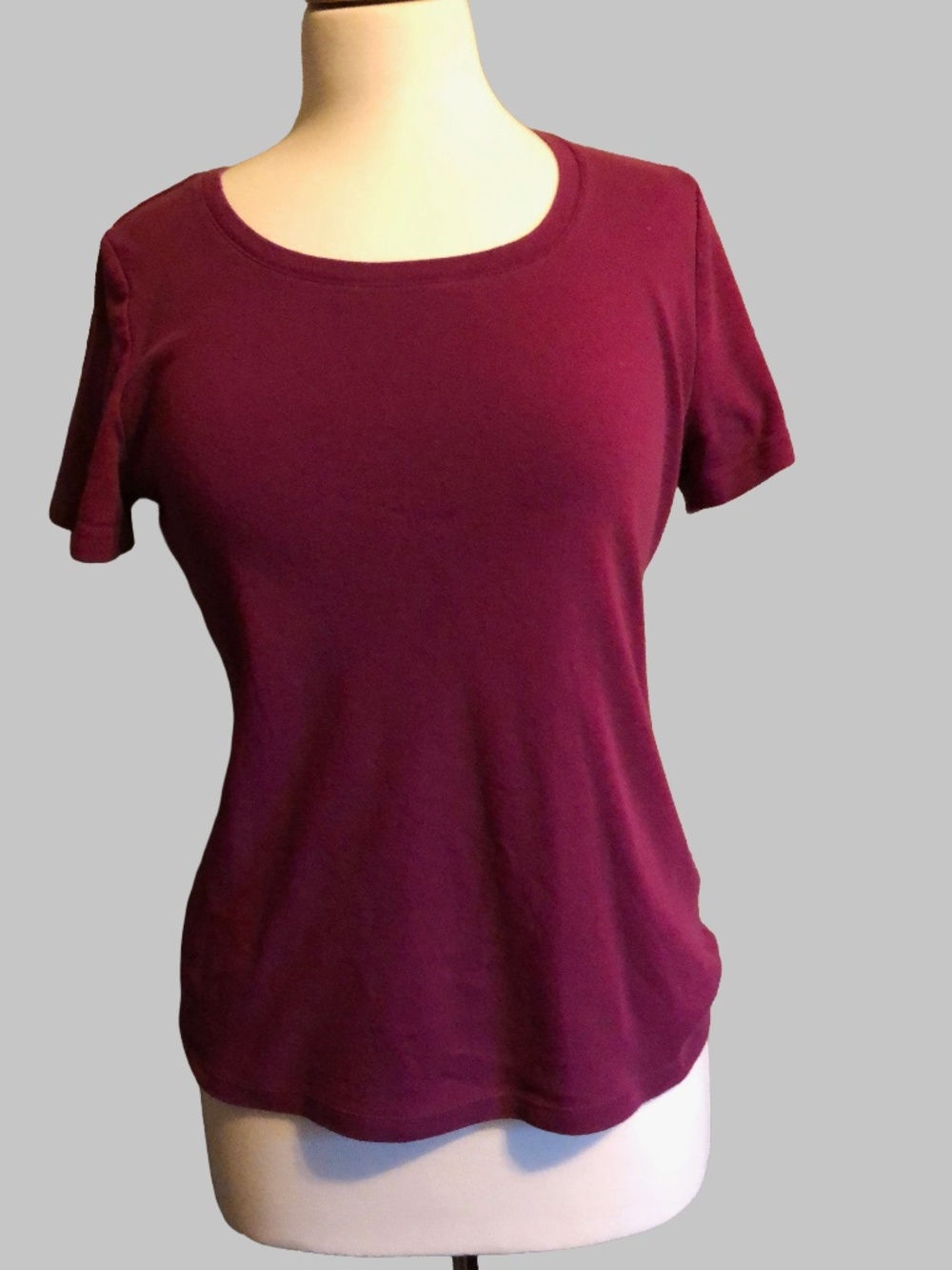 White Stag Plum Maroon Cotton Crewneck Short Sleeve Tee Top Medium